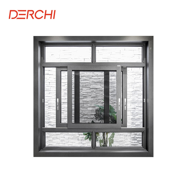 High quality aluminum profile sliding window glass reception window with fly screen