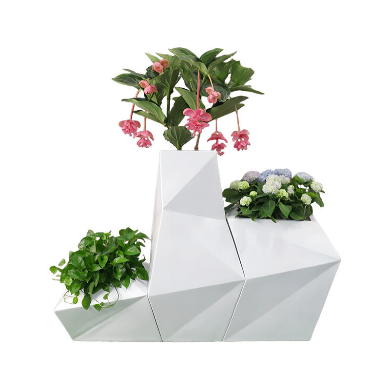 80-120cm Large Size Decorative Black Cube Plant Pots Highly Strong Indoor Outdoor Large Garden Rectangle Flower Pots