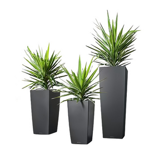 80-120cm Large Size Decorative Black Cube Plant Pots Highly Strong Indoor Outdoor Large Garden Rectangle Flower Pots