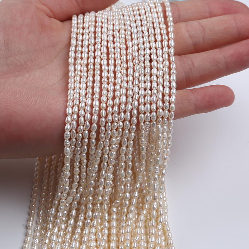 2-3mm AAA AA A natural white tiny loose beads real freshwater rice pearl strand