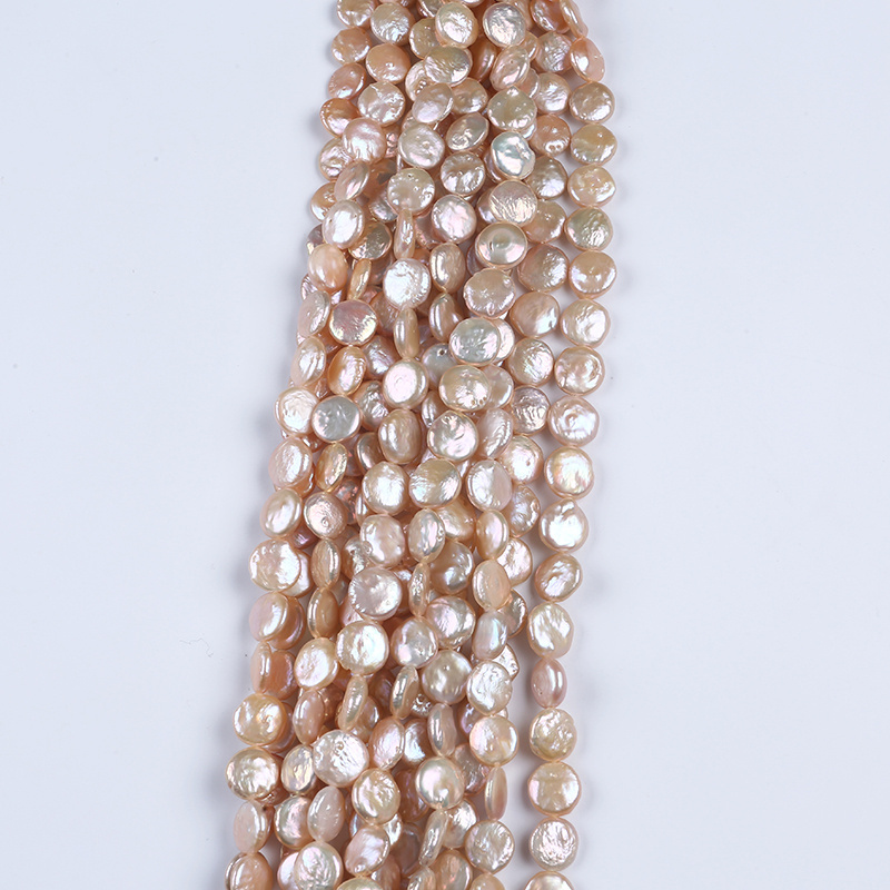 13-14mm Cultured Pink Natural Coin Loose Beads Freshwater Pearl Strand For jewelry making