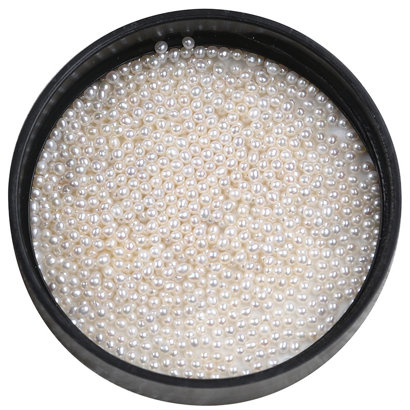 1.5-2mm cultured natural white real freshwater loose tiny near round pearl beads