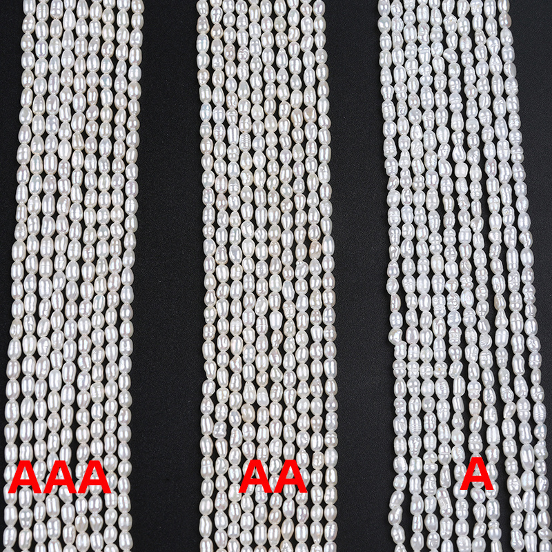 2-3mm AAA AA A natural white tiny loose beads real freshwater rice pearl strand