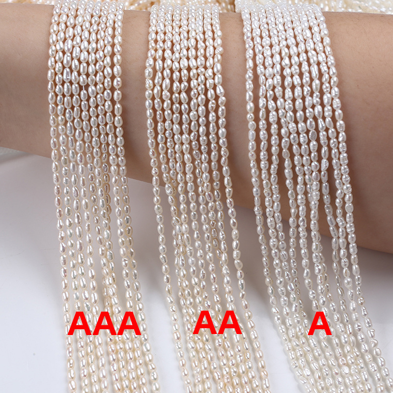 2-3mm AAA AA A natural white tiny loose beads real freshwater rice pearl strand