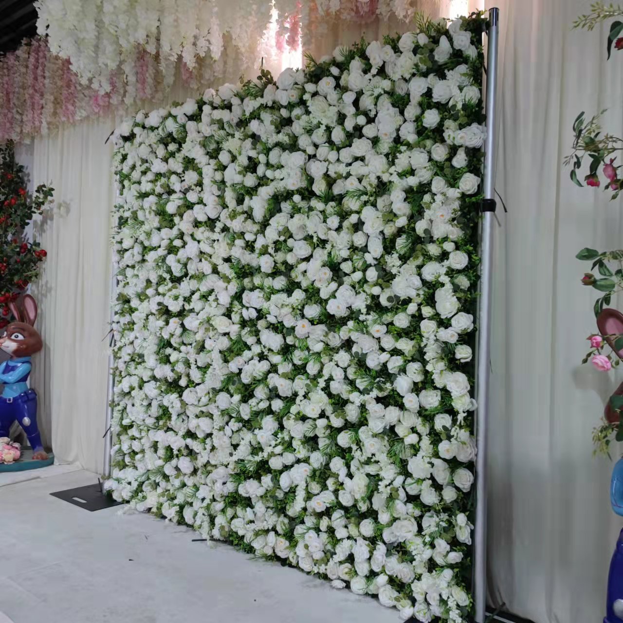 DKB  5d Roll Up Flower Wall Backdrop wedding decor backdrop Flower Wall panel Cloth Flower Wall Green and White