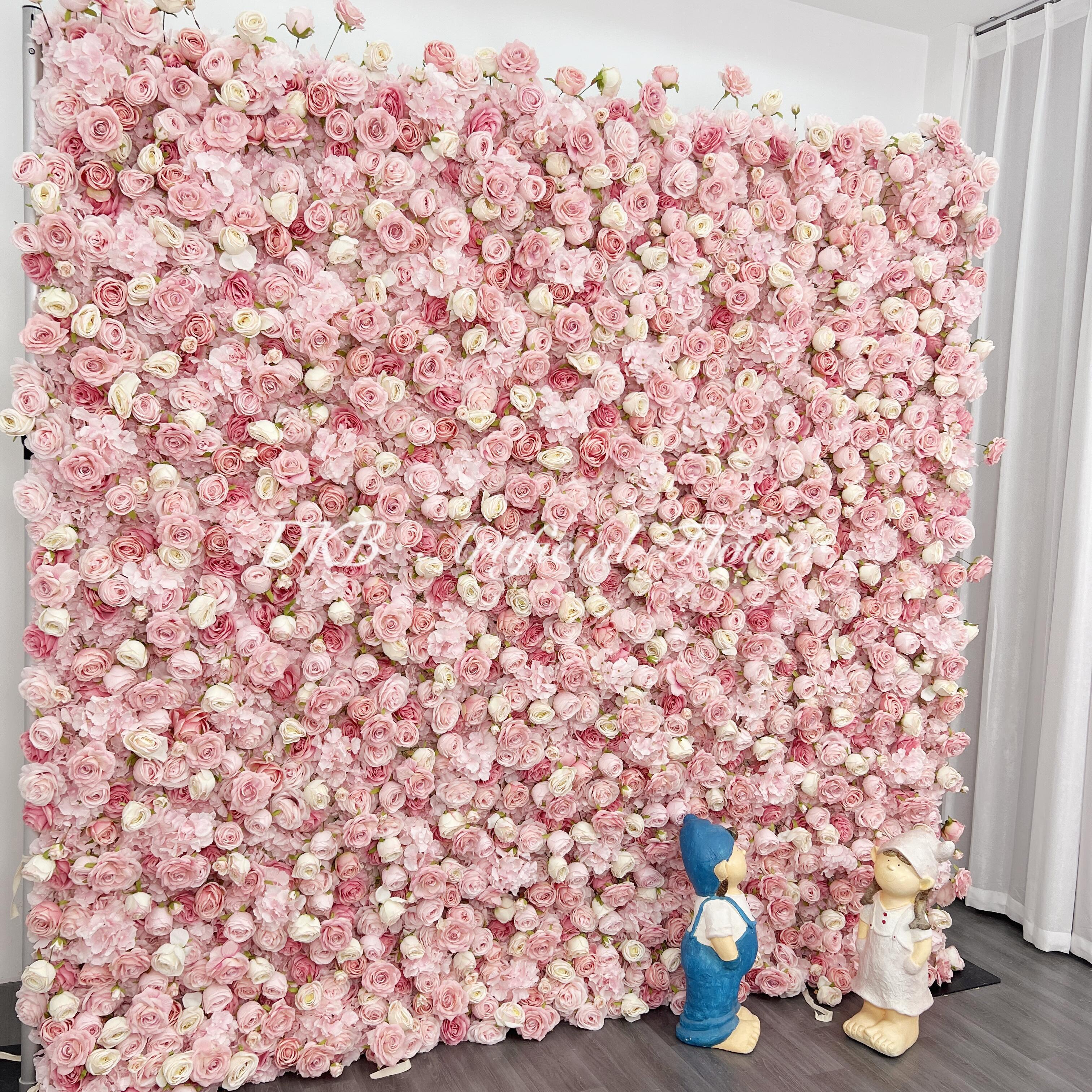 2024 DKB High Quality Silk Wedding Event Floral 5D/8D Artificial Rose Flower Wall Wedding Home Party Decoration Stage Backdrop