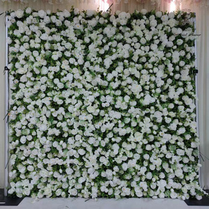 DKB  5d Roll Up Flower Wall Backdrop wedding decor backdrop Flower Wall panel Cloth Flower Wall Green and White