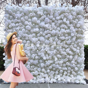 wedding stage white rose flower wall decoration flower panels backdrop background