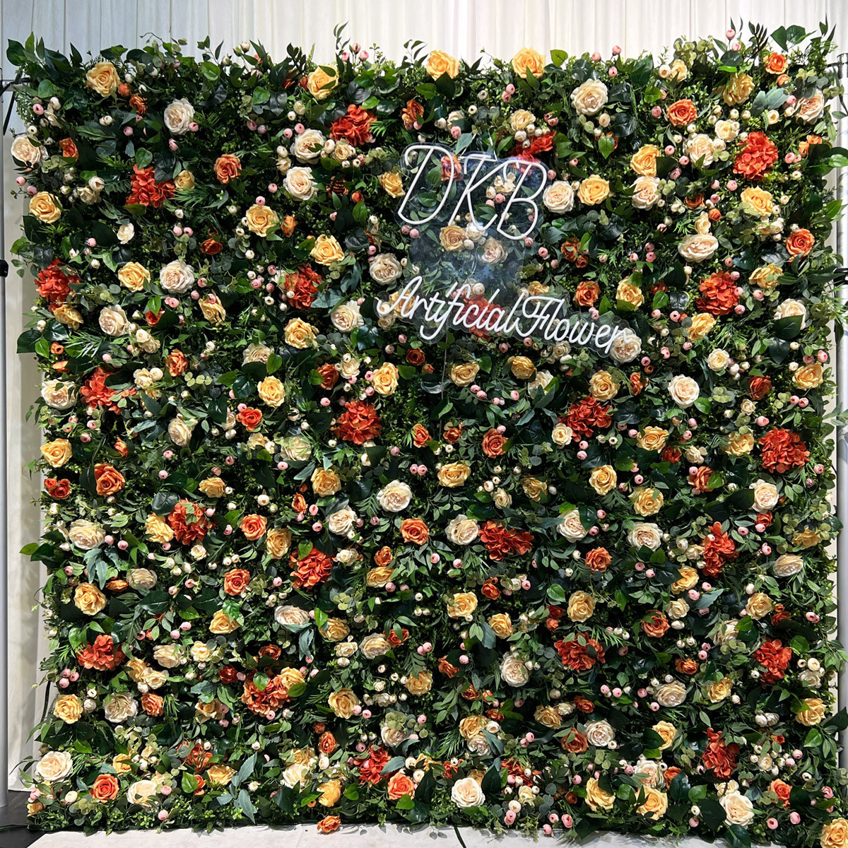 DKB FLOWER HQ026 Artificial Christmas Party decor Flower Wall Roll Up Fabric Silk Floral Wall Backdrop Wedding Decoration