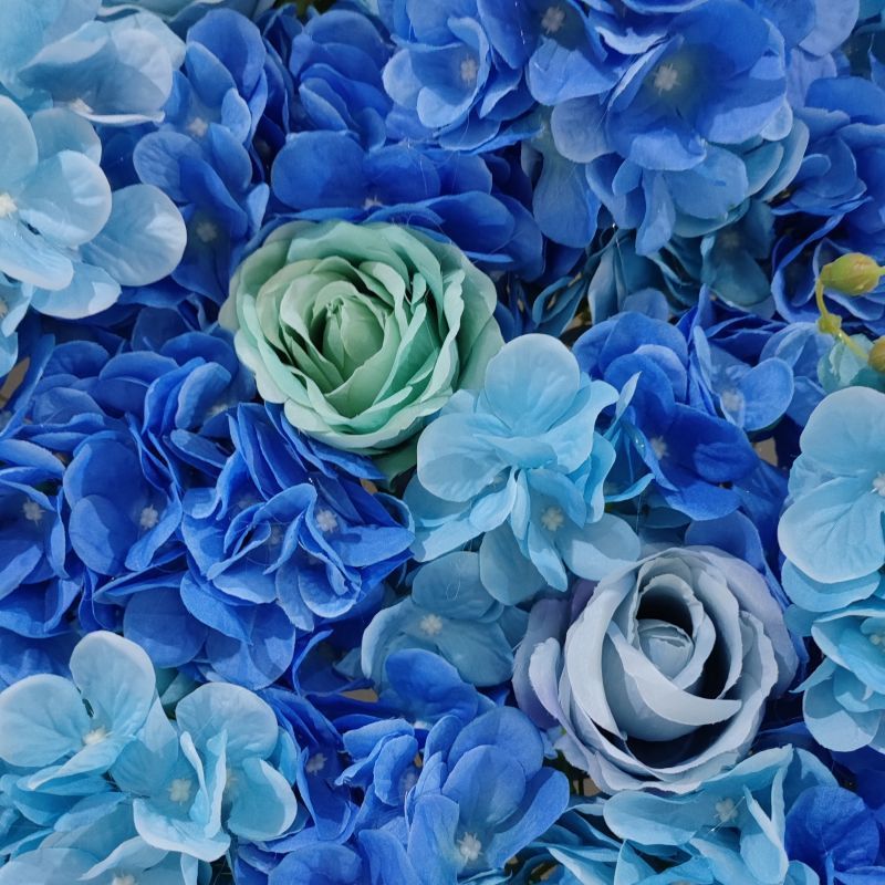 HQ037 New style Blue Wedding decoration roll up fabric artificial flower backdrop cloth curtain panels flower wall backdrop