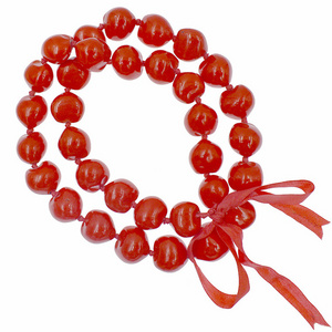 Hawaiian Kukui nut Lei Necklace in  Red Color