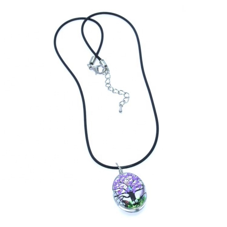 Hotest necklace High quality glass pendent with black cord necklace dry flower necklace