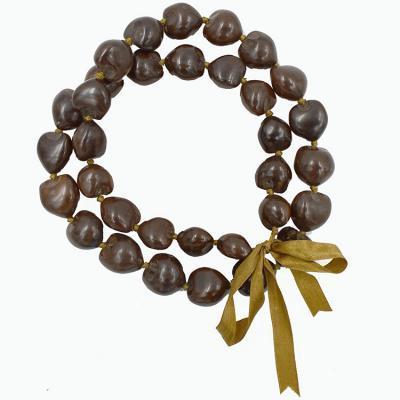 HAWAIIAN KUKUI NUT LEI NECKLACE IN NATURAL COLORS