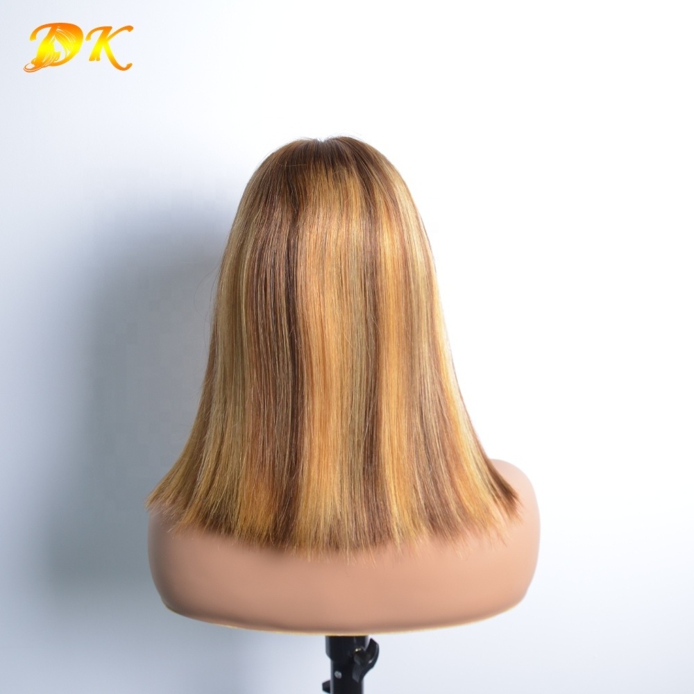 Wear and Go Glueless 2x6 Kim K Transparent Lace Closure Blunt Cut Bob Wig Super Double Drawn Bone Straight Piano Color Bob Wig