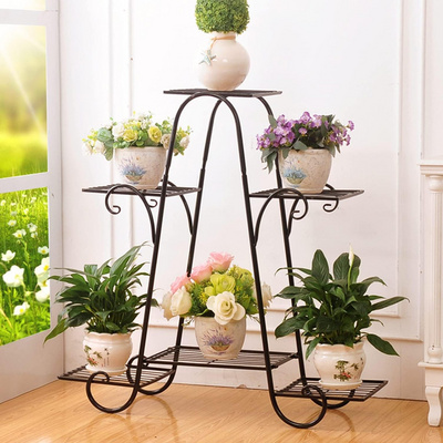 6 Tier Plant Stands Indoor Metal Plant Shelf Stand Outdoor Multi Layer Potted Planters Display Rack Iron Flower Stand Holder