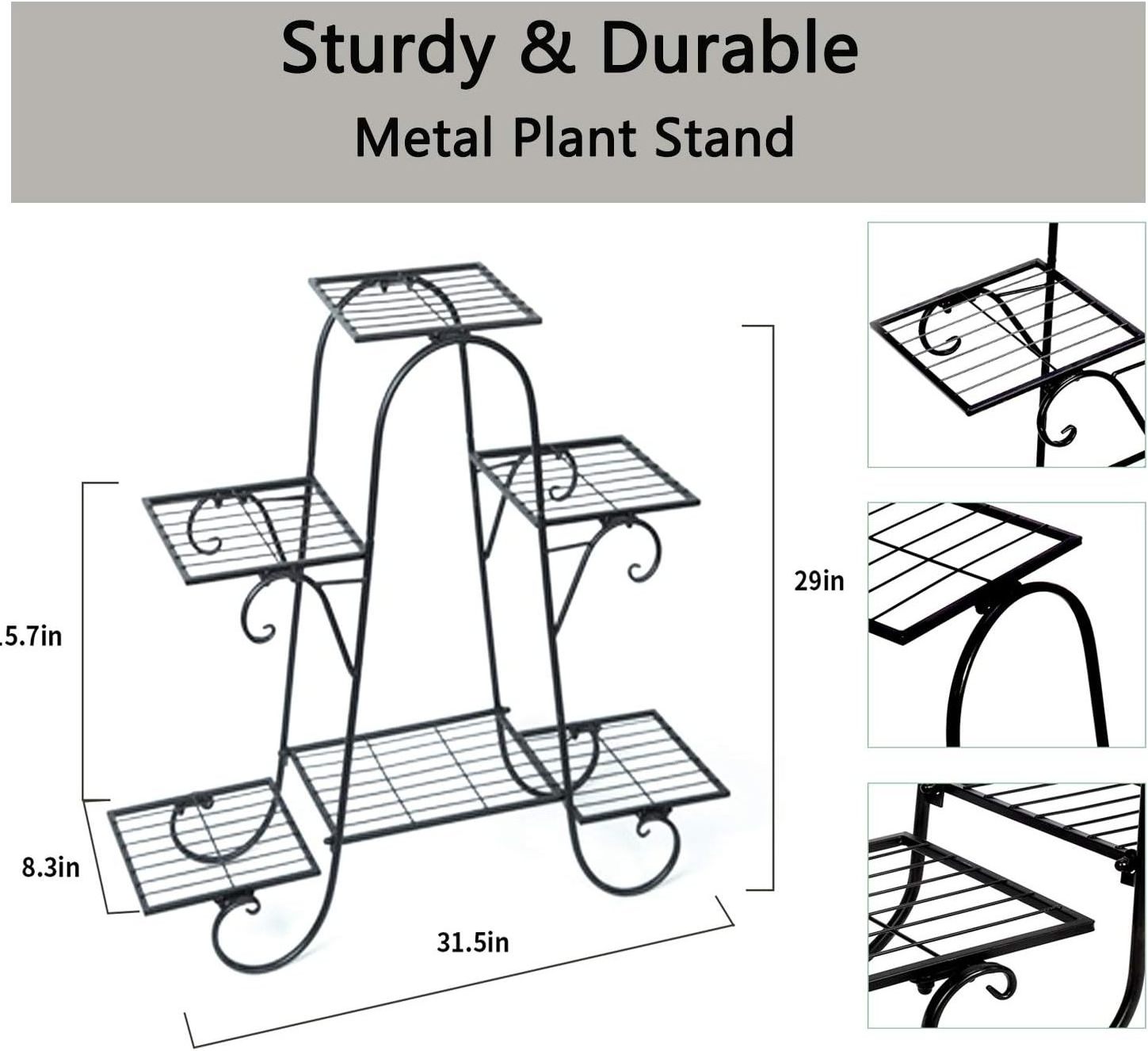 6 Tier Plant Stands Indoor Metal Plant Shelf Stand Outdoor Multi Layer Potted Planters Display Rack Iron Flower Stand Holder