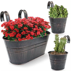 3 pcs Pack Farmhouse Style Metal Hanging Flower Planter Pots for outdoor Indoor Planting for Window Balcony Garden Home Decor