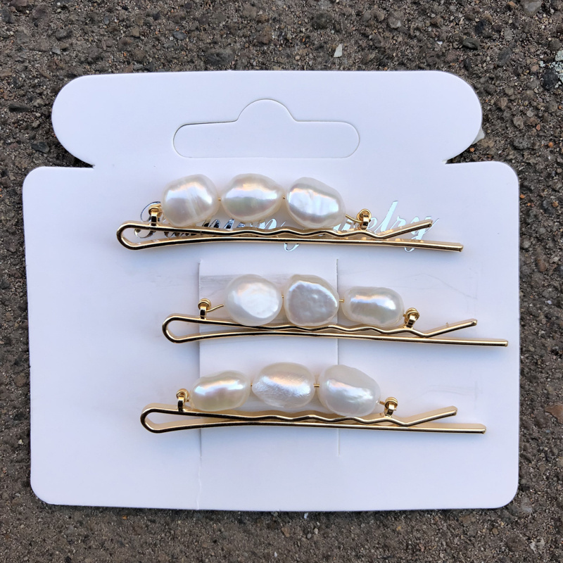 Natural freshwater pearls irregular shape hairpin simple Female Hair accessories