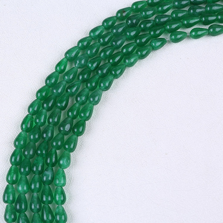 Tear Drop Emerald Green Semi Precious Stone Beads String