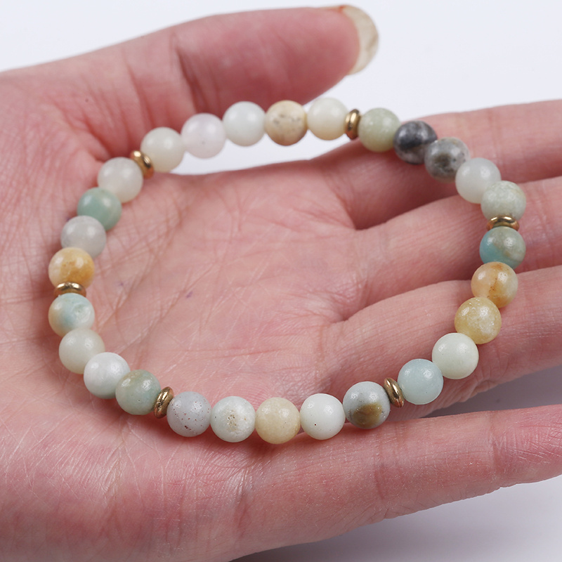 Hot Sale 6mm Semi-precious Stone Nepal Amazonite  Beaded Bracelet