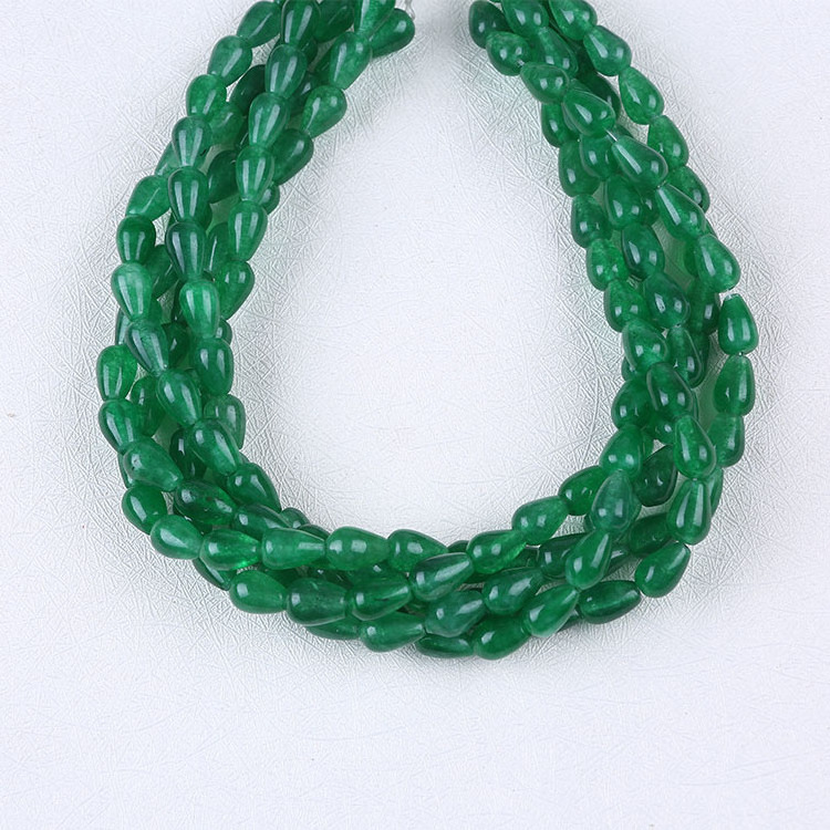 Tear Drop Emerald Green Semi Precious Stone Beads String