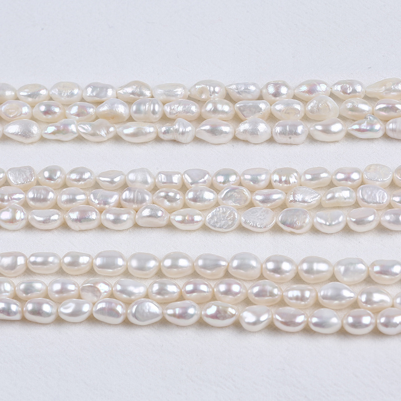 8-9mm Different Grade White Baroque Pearl Strand Natural Freshwater Pearl Beads With Straight Hole For Jewelry Making