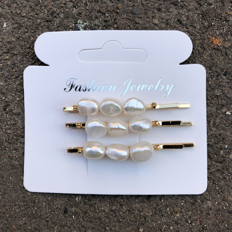 Natural freshwater pearls irregular shape hairpin simple Female Hair accessories