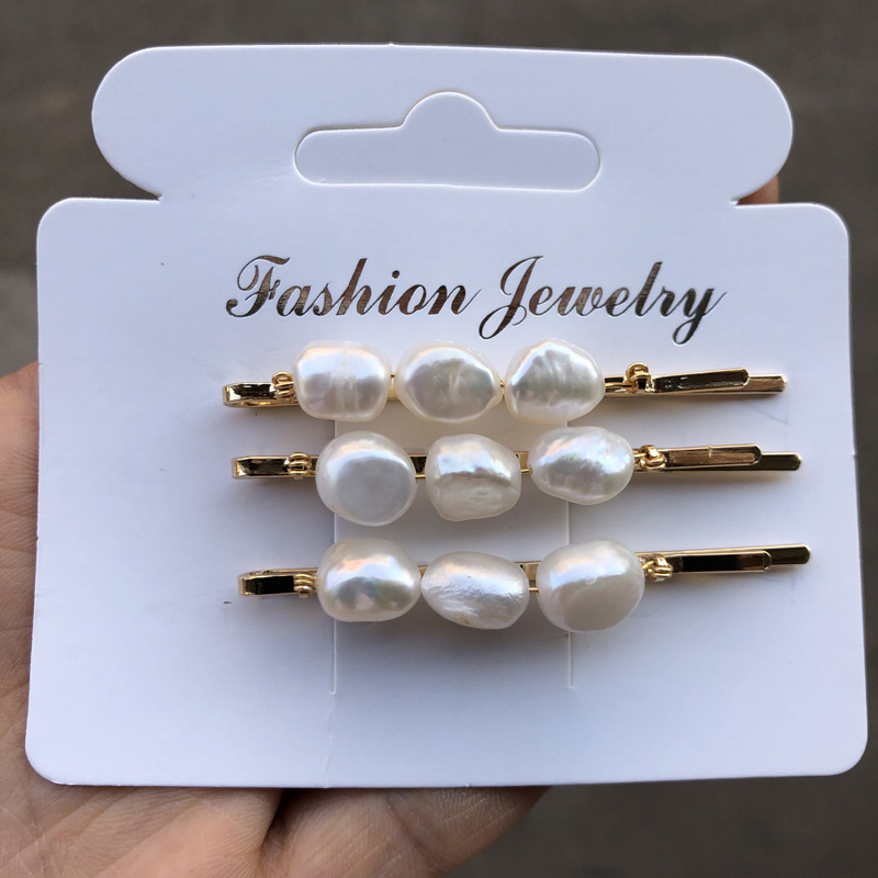 Natural freshwater pearls irregular shape hairpin simple Female Hair accessories