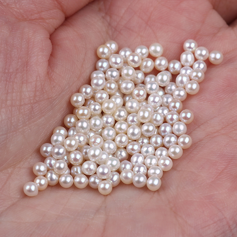 Wholesale Natural White Freshwater White Round Loose Pearls Beads For Jewelry Making