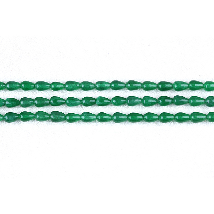 Tear Drop Emerald Green Semi Precious Stone Beads String