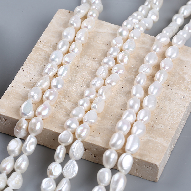 8-9mm Different Grade White Baroque Pearl Strand Natural Freshwater Pearl Beads With Straight Hole For Jewelry Making