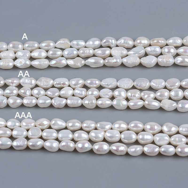 8-9mm Different Grade White Baroque Pearl Strand Natural Freshwater Pearl Beads With Straight Hole For Jewelry Making