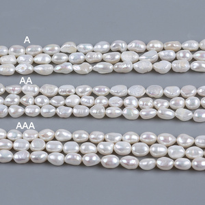 8-9mm Different Grade White Baroque Pearl Strand Natural Freshwater Pearl Beads With Straight Hole For Jewelry Making