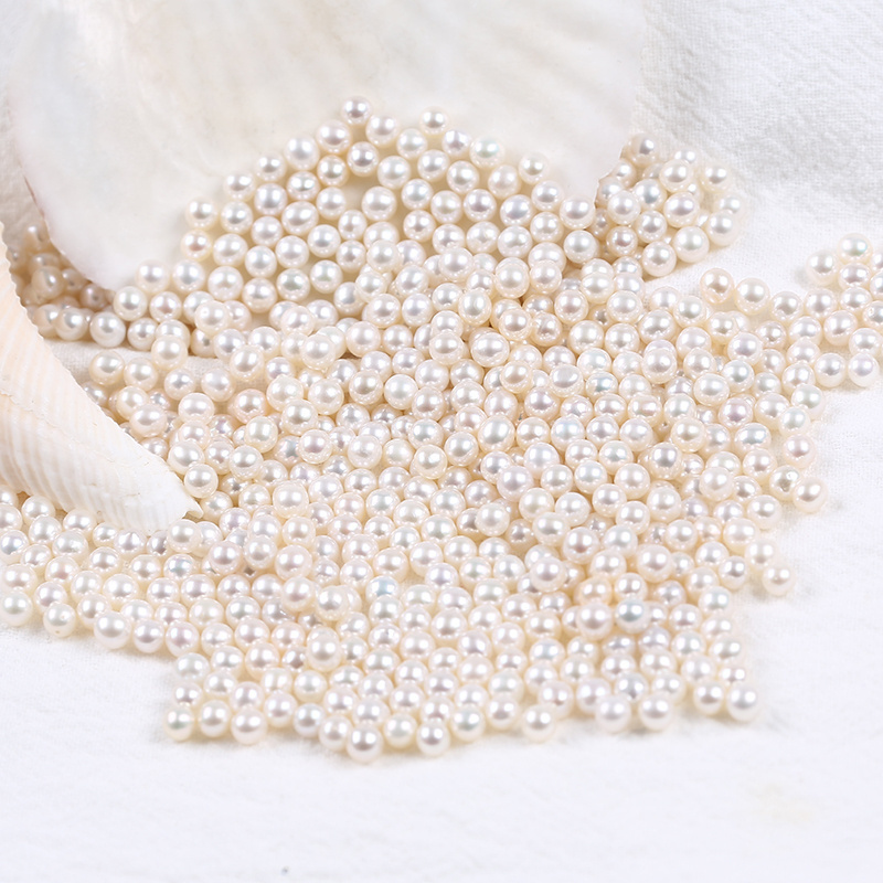 Wholesale 3-5mm Natural White Near Round Loose Freshwater Pearls Beads For DIY Jewelry Making