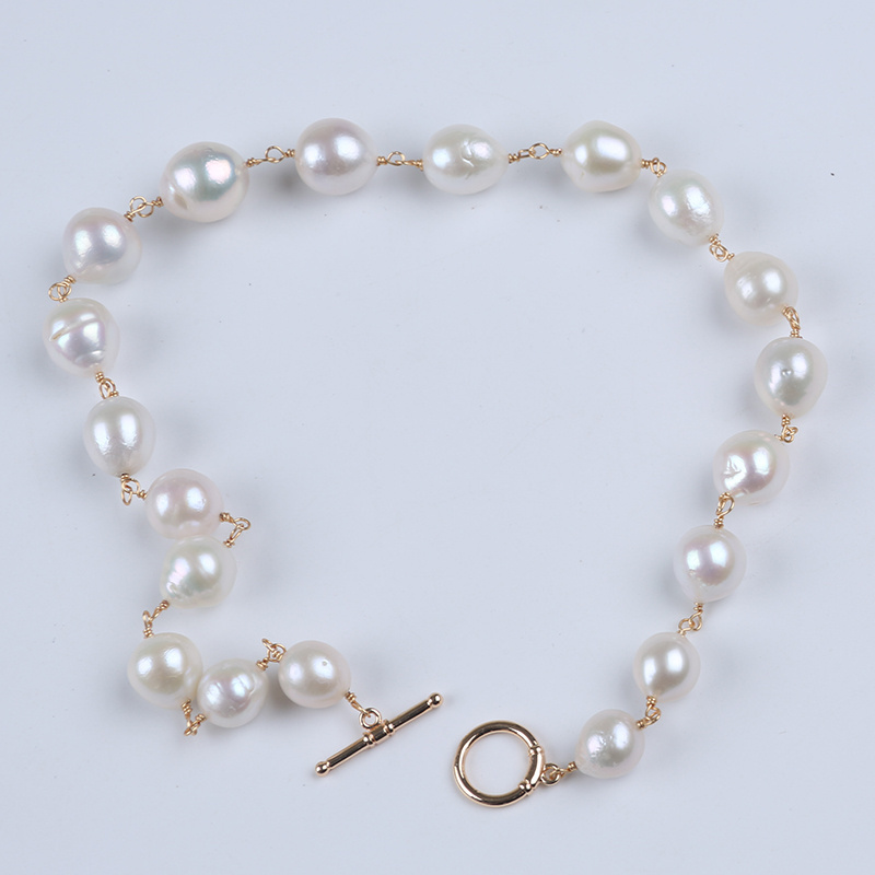 Wholesale 10-14mm Edison Pearl Fashion Natural Freshwater Pearl Gold Necklace For Women Jewelry Making