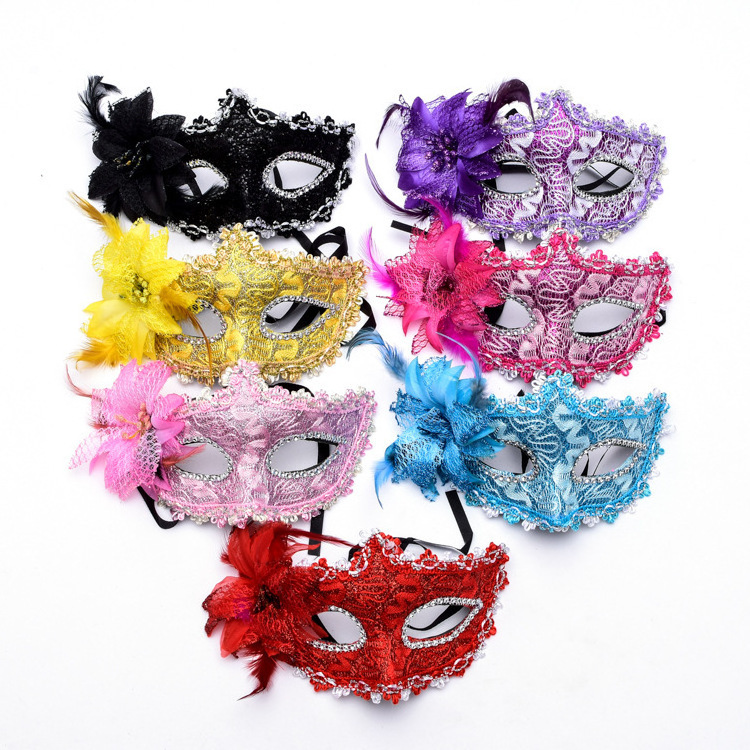 Mardi Gras Masks Masquerade Mask with Feather Unisex Half Masquerades Venetian Masks Christmas Fancy Dress Party Supplies