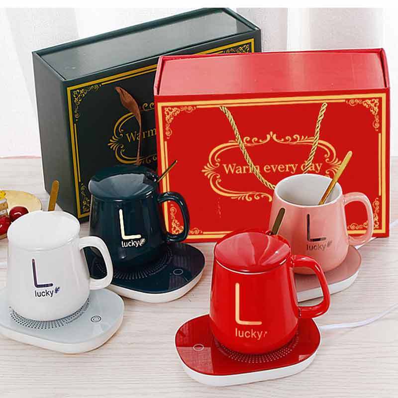 Smart Electric USB Office 55C Home Gift set Ceramic Coffee mug warmer Cup Heater mug