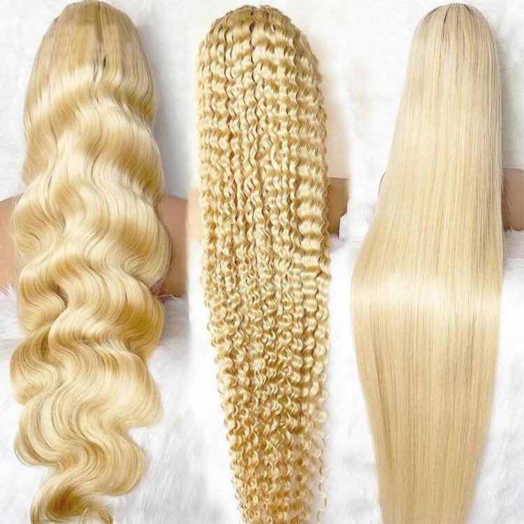 DKL 40 Inch Glueless Full Hd Lace Wigs,100% Virgin Hair Blonde 613 Full Lace Wig,Full Lace Human Hair Wigs For Black Woman