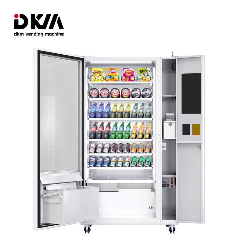 DKM refrigerator touch screen cold combo soda beverage soft drink and snack vending machine for foods and drinks retail items