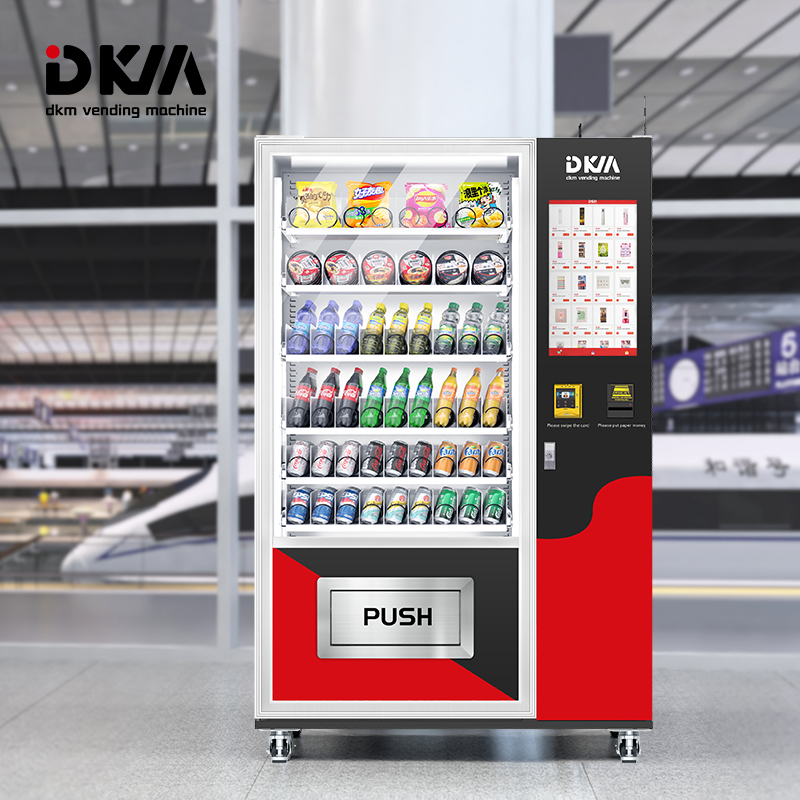 DKM refrigerator touch screen cold combo soda beverage soft drink and snack vending machine for foods and drinks retail items