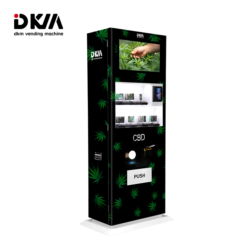 Dkmvending new profitable business low cost id card reader age verification hemp pot cbd vending machine for sale