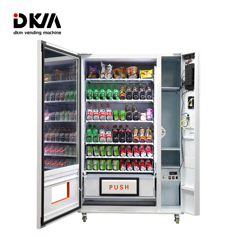 DKM wholesale supermarket outdoor snack and iced cold drink vending machine with credit card payment system