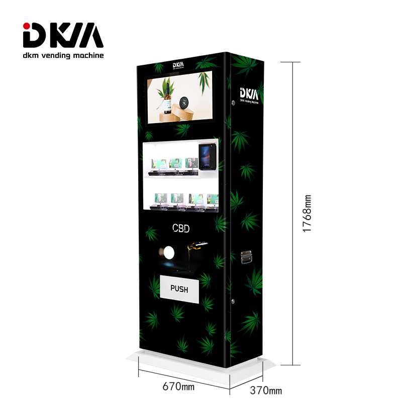 Dkmvending new profitable business low cost id card reader age verification hemp pot cbd vending machine for sale