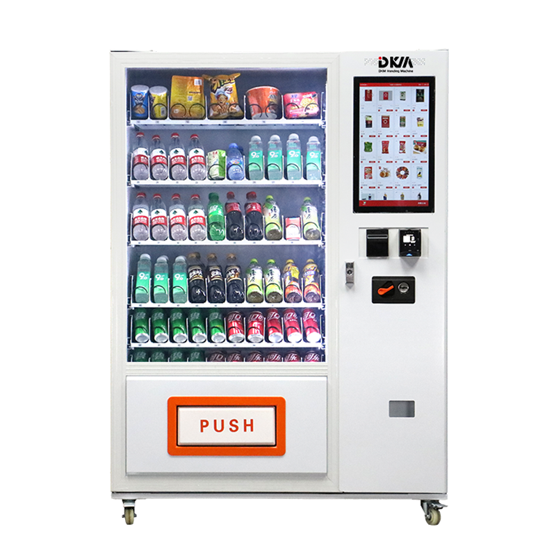 DKM China manufacturer innovative low cost convenience store automatic refrigerated vending machine for snacks and drinks