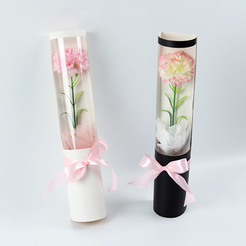 wholesale design logo round cylinder luxury florist rose shipping flower gift packaging PVC box