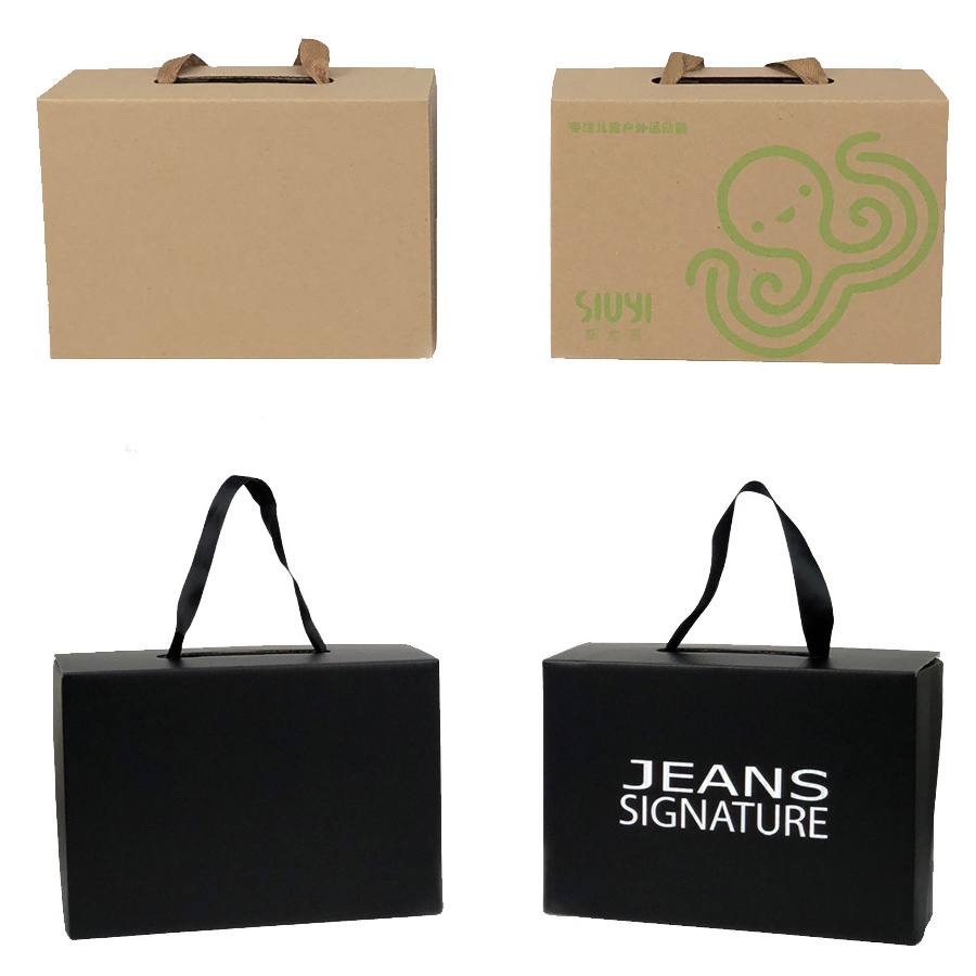 Wholesale Customized Shoe Box Folding Mailing Packaging Corrugated Printing Paper Shoe Box with Handle