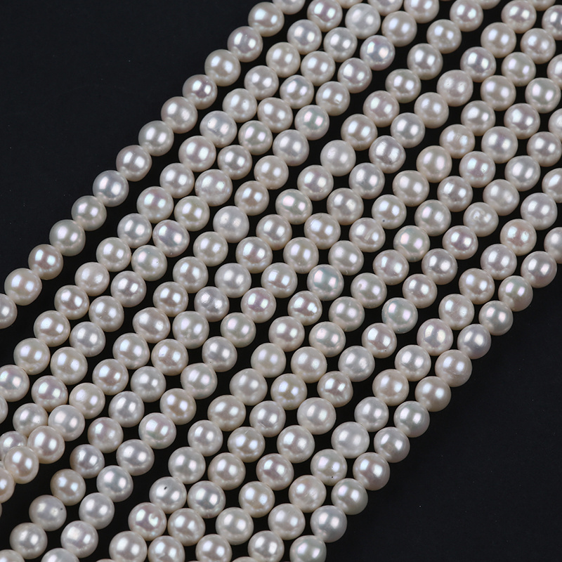 5-6mm high quality White Loose Pearl Freshwater Strand Potato Pearl Bead