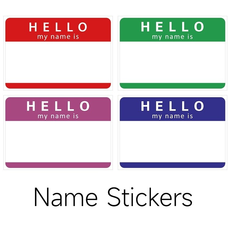 Custom wholesale  square  MY NAME IS stickers blank name stickers