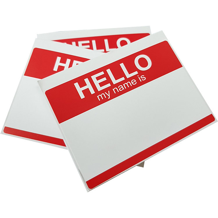 Custom wholesale  square  MY NAME IS stickers blank name stickers