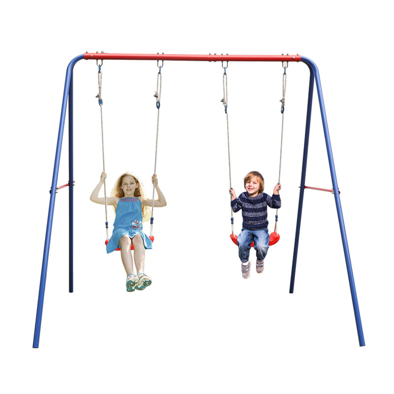 Factory Direct A-Frame 2 Seats Metal Swing Set Family Funny Toys